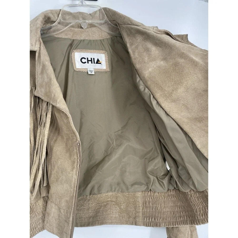 Vintage 80s Western Fringe Suede Leather Cropped Jacket Chia Boho Rodeo Cowgirl - Picture 3 of 16